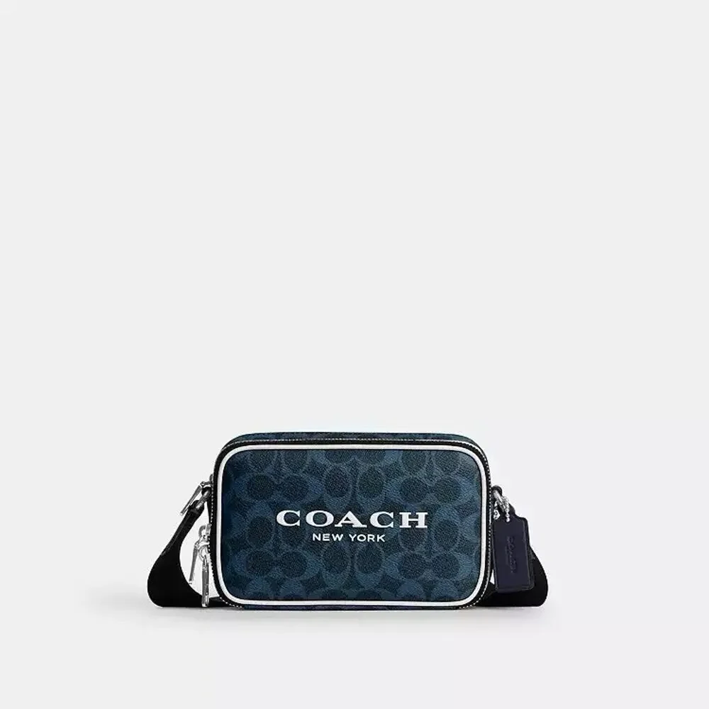 NWT Coach Colton Crossbody Bag 19 Signature Canvas Coach Graphic Ink Blue CET58